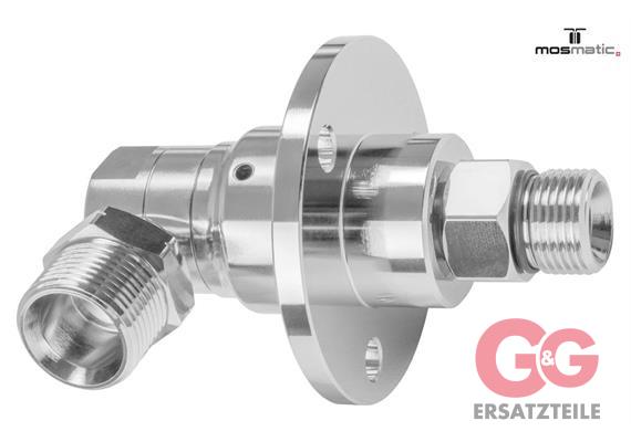 Swivel-90° with flange, Carbide/ss DYF-06-90° M21x1,5-M G3/8"M