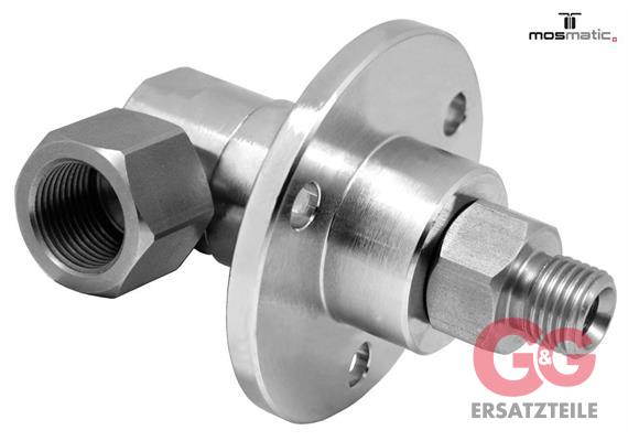 Swivel-90° with flange, stainless DGF-06-90° G3/8"F G3/8"M