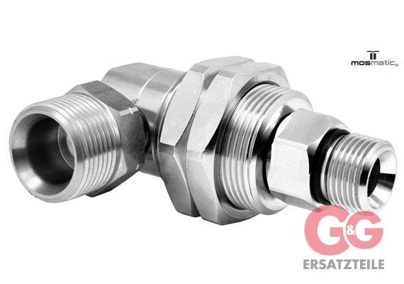 Swivel-heavy-duty-90° with bulkhead fitting, stainless DGG-06-90° M22x1,5-M G3/8"M M28x1,