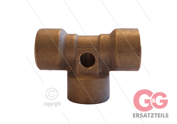 T-Stück - Messing - 300 Bar - 3 x 3/8" IG + 1 x 1/8" IG
