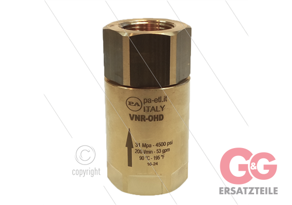 VNR-OHD - Rückschlagventil - Messing - 280 Bar - 200 l/min -