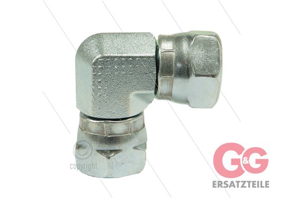 Winkel Stahl - 2 x 1/4" Überwurfmutter - BSP