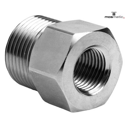 Adaptor, brass/nickel plated VER-06 G1/4"F G1/4"M60° L=27 SW19