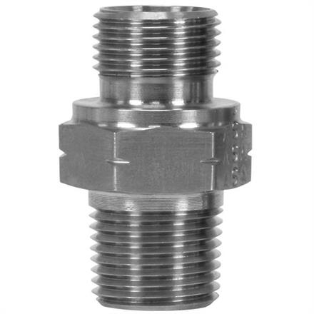 DOUBLE NIPPLE 3/8MBSP - 3/8MNPT STAINLESS STEEL
