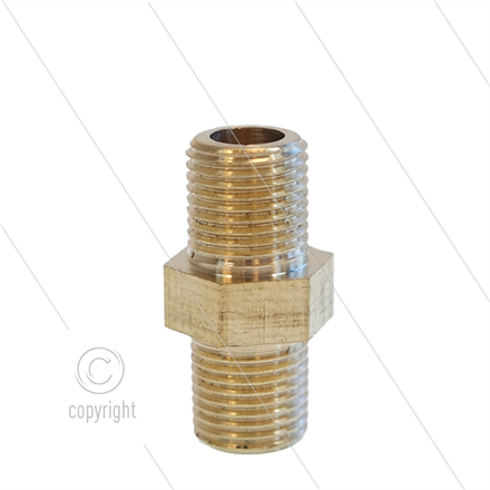 Dubbele nippel - messing - 2 x 1/8" bu
