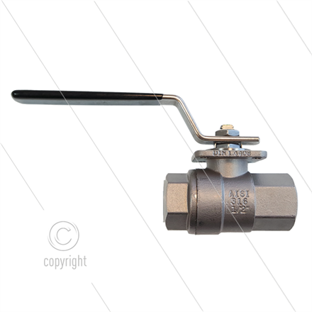 Kugelhahn 1/2" - Edelstahl 316 - 100 Bar - 2 x 1/2" IG