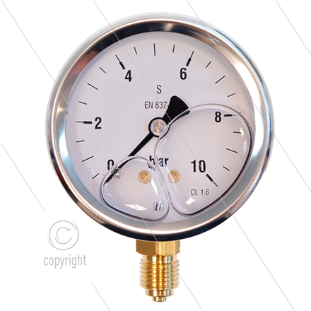 Manometer 0-10 Bar - 1/4" AG - Eingang unten - Ø63mm