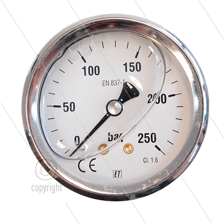 Manometer 0-250 Bar - 1/4" AG - Eingang hinten - Ø63mm