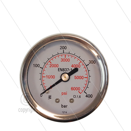 Manometer 0-400 Bar - 1/4" AG - Eingang hinten - Ø50mm