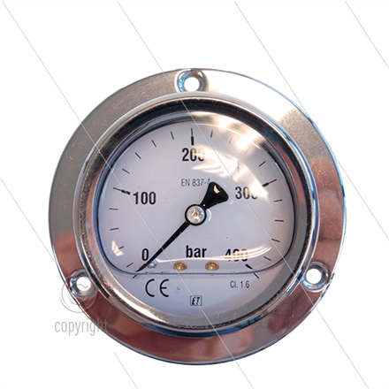Manometer 0-400 Bar - 1/4" AG - Eingang hinten - Ø63mm - Paneleinbau