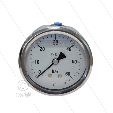Manometer 0-60 Bar - 1/4" AG - Eingang hinten - Ø63mm