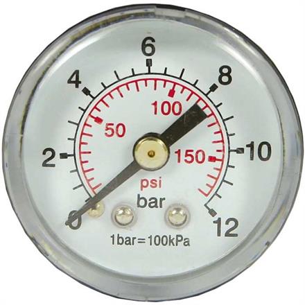 Manometer 40 mm 0-12 bar 1/8"AG Kunststoff Anschluß unten
