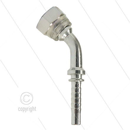 Pressnippel - Stahl - DN08 (5/16") - 3/8" DKR - 45° Bogen - SW22