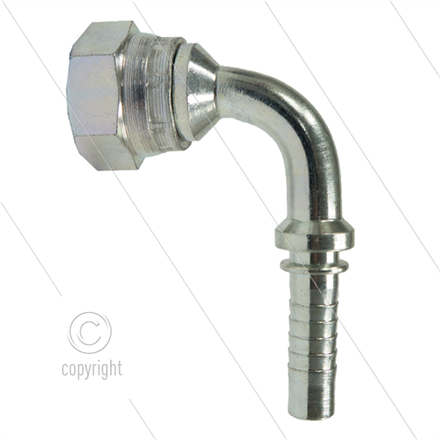 Pressnippel - Stahl - DN08 (5/16") - 3/8" DKR - 90° Bogen - SW22