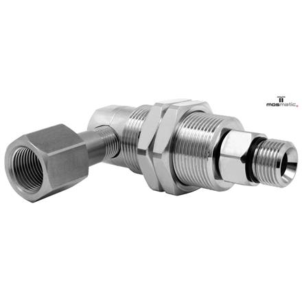 Swivel-90° with bulkhead fitting, Carbide/ss DYG-06-90° G3/8"F G3/8"M