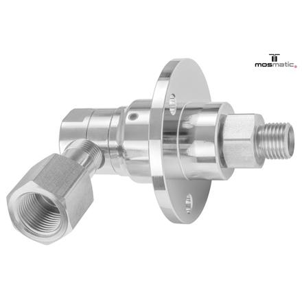 Swivel-90° with flange, Carbide/ss DYF-06-90° G3/8"F G1/4"M
