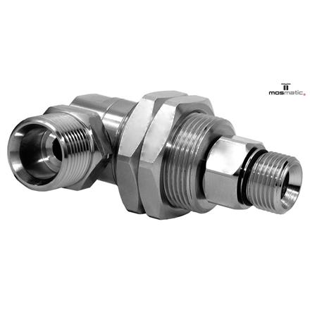 Swivel-heavy-duty-90° with bulkhead fitting, stainless DGG-06-90° M21x1,5-M G3/8"M M28x1,