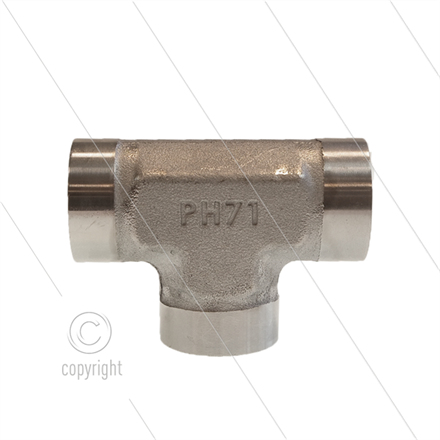 T-Stück - Edelstahl - 3 x 1/2" IG BSP - 400 Bar