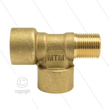 T-Stück - Messing - 300 Bar - 2 x 3/8" IG + 1 x 3/8" AG