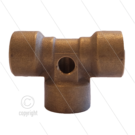 T-Stück - Messing - 300 Bar - 3 x 3/8" IG + 1 x 1/8" IG