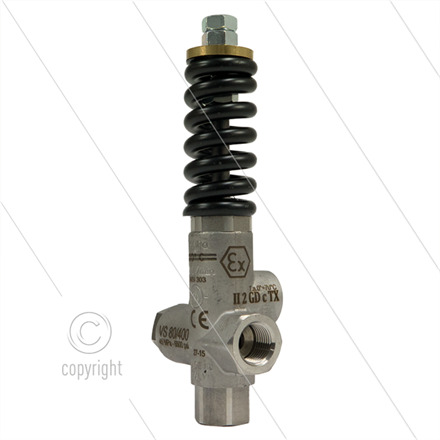 VS80/150 Sicherheitsventil - VA 316 - ATEX - 150 Bar - 80 l/min - 70°C - Ein: 1/2" IG