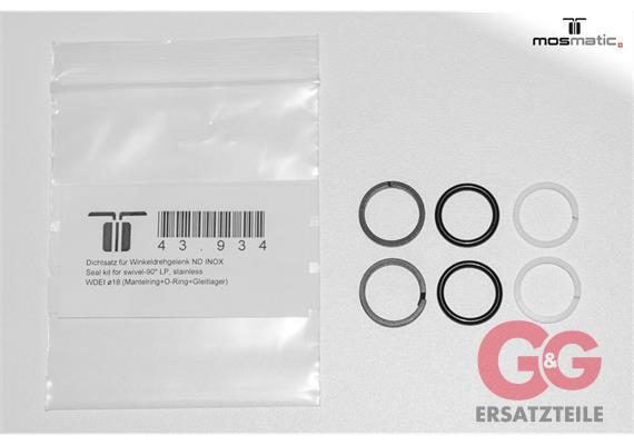 Dichtsatz für Winkeldrehgelenk ND INOX - WDEI ø18 (Stützring+O-Ring+Gleitlager)