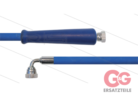 HD-Schlauch blau 2SC-10 - 30m - 3/8" DKR x 3/8" DKR 90° Winkel - 1x GKS - 400 Bar