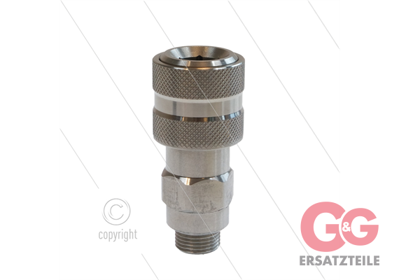 Kupplung 1/4" AG - passend für KEW - komplett VA - entkuppelt nach vorne
