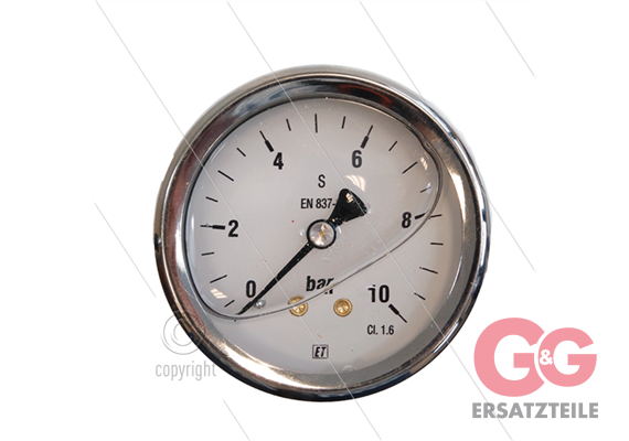 Manometer 0-10 Bar - 1/4" AG - Eingang hinten - Ø63mm