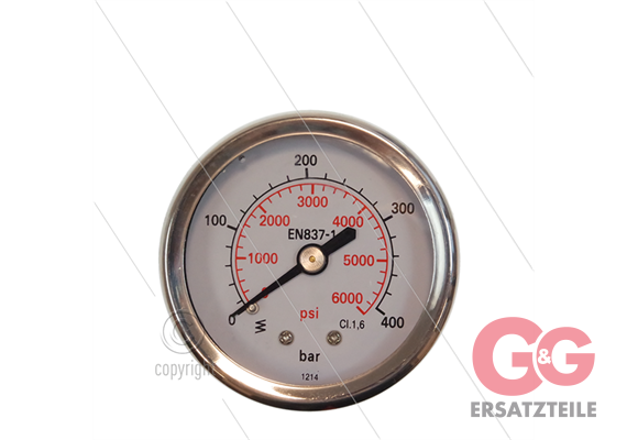 Manometer 0-400 Bar - 1/4" AG - Eingang hinten - Ø50mm