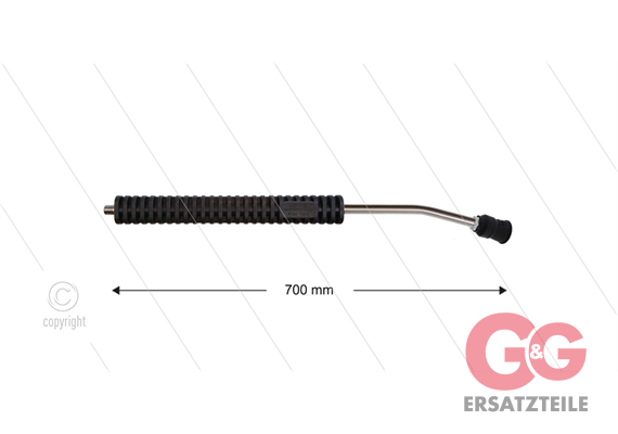 MT3 - Lanze - L=700mm - gebogen - Edelstahl - umspritzter Isolierung L=290mm - 250 Bar