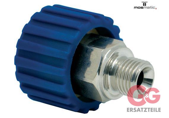 Quickverschraubung, blau, MS/vernickelt QVS-07 M22x1,5-F G1/4"M