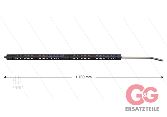RP2 Lanze - L=1700mm - gebogen - Edelstahl - Isohalbschalen L=395mm - max 150°C