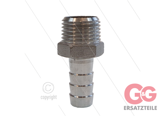 Schlauchtülle - Edelstahl - Ø13mm - 1/2" AG