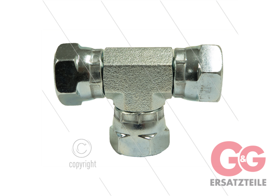 T-Stück Stahl - 3 x 3/8" Überwurfmutter - BSP
