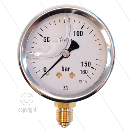 Manometer 0-160 Bar - 1/4" AG - Eingang unten - Ø63mm