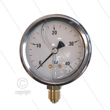 Manometer 0-40 Bar - 1/4" AG - Eingang unten - Ø63mm