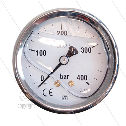 Manometer 0-400 Bar - 1/4" AG - Eingang hinten - Ø63mm