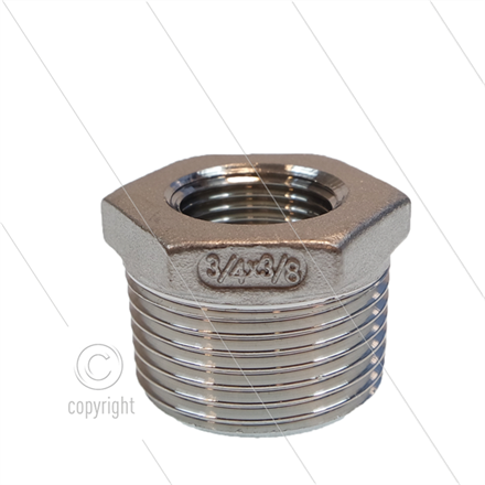 Reduziernippel - Edelstahl - 3/4" AG x 3/8" IG