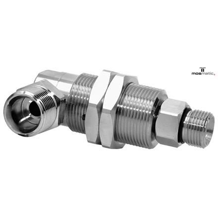 Swivel-90° with bulkhead fitting, Carbide/ss DYG-06-90° M21x1,5-M G3/8"M