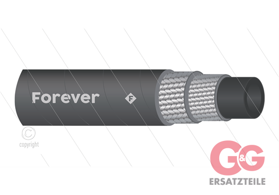 HD-Schlauch 2SXC-12 (1/2") - Forever - hoch abriebfest - schwarz - 400 Bar - Ø20,4mm