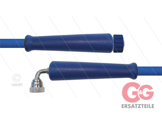HD-Schlauch blau 2SC-08 - 50m- 3/8" DKR 90° Winkel x M22x1,5 HV konisch - 2x GKS - 400 Bar