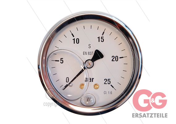 Manometer 0-25 Bar - 1/4" AG - Eingang hinten - Ø63mm