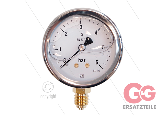 Manometer 0-6 Bar - 1/4" AG - Eingang unten - Ø63mm