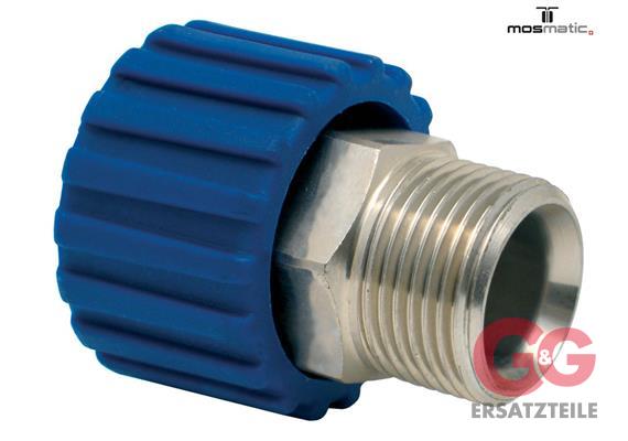 Quickverschraubung, blau, MS/vernickelt QVS-07 M22x1,5-F M21x1,5-M
