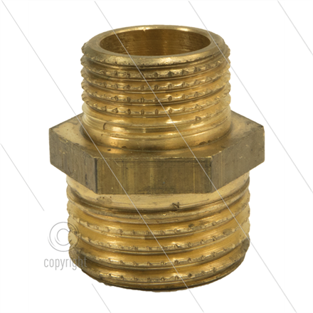Doppelnippel reduziert - messing - 3/8" AG x 3/4" AG