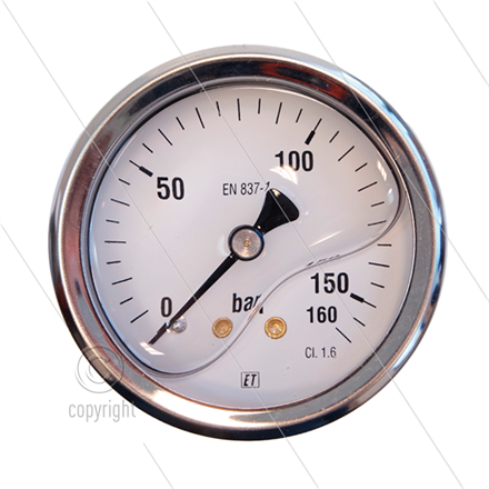 Manometer 0-160 Bar - 1/4" AG - Eingang hinten - Ø63mm