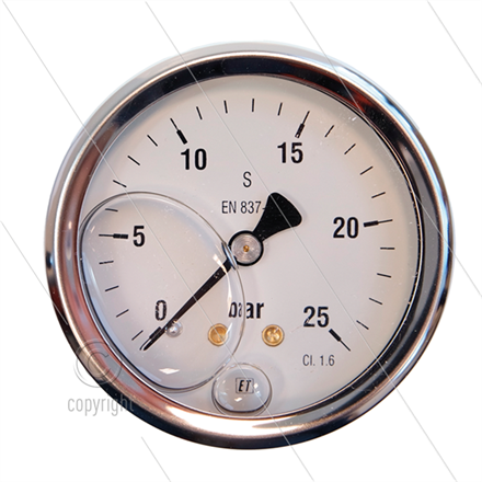 Manometer 0-25 Bar - 1/4" AG - Eingang hinten - Ø63mm