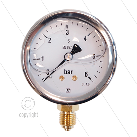 Manometer 0-6 Bar - 1/4" AG - Eingang unten - Ø63mm