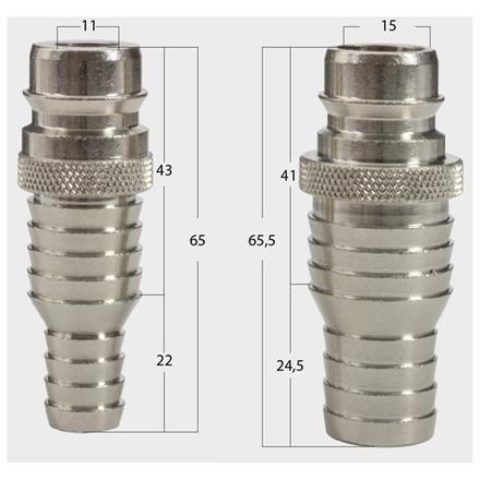 Nippel ST-45-25 Tülle 1/2"-3/4" Messing vernickelt